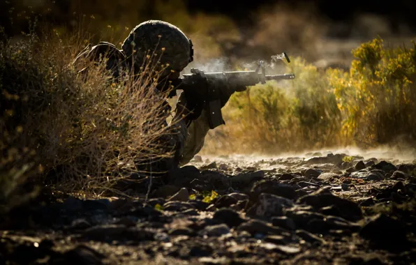 Picture light, weapons, shot, soldiers