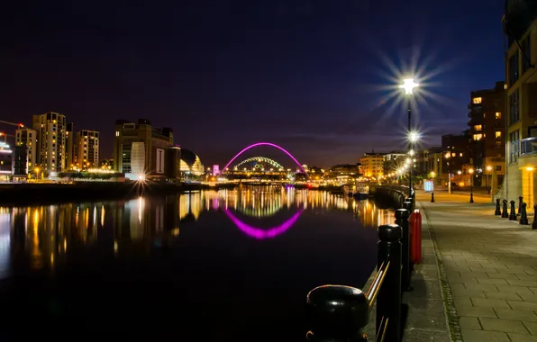 Picture night, bridge, the city, river