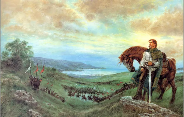 Horse, picture, warrior, battle, The Last Prince of Ireland, slashing, Luis Roy