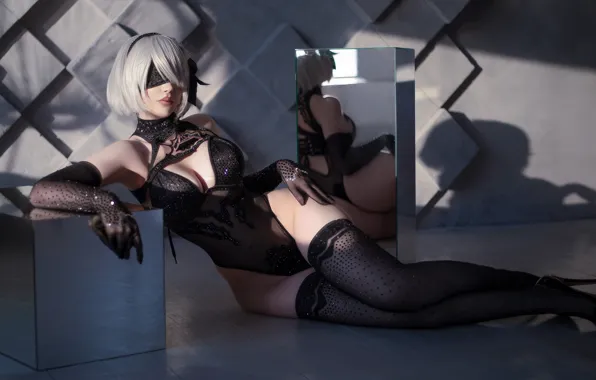 Picture bodysuit, model, silver hair