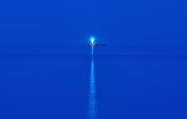 Picture sea, night, lighthouse, island