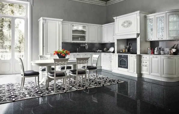 Style, Villa, interior, Italy, kitchen, dining room, dining area, Italian design