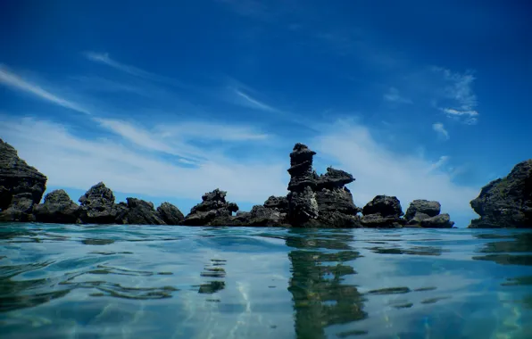 Sea, stones, sea, nature, Bermuda, Bermuda
