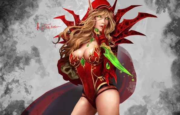 Girl, art, hero, WoW, World of Warcraft, swords, the robber, bloody elf
