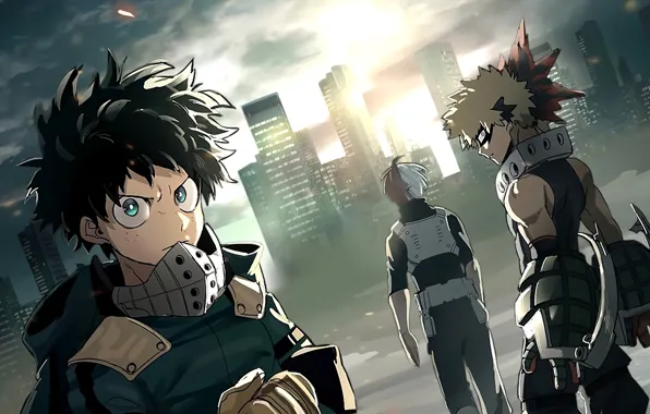 Anime, art, guys, heroes, Boku no Hero Academy, My hero Academy
