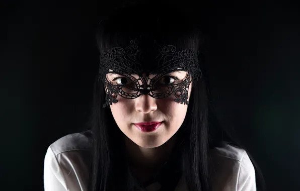 Look, portrait, makeup, brunette, mask, hairstyle, blouse, Asian