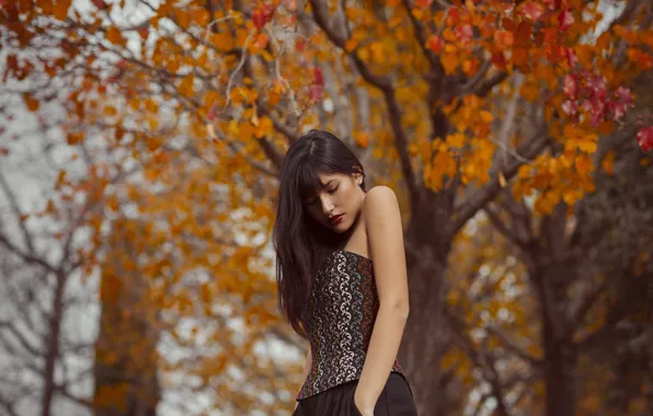 Wallpaper autumn, girl, background images for desktop, section девушки ...
