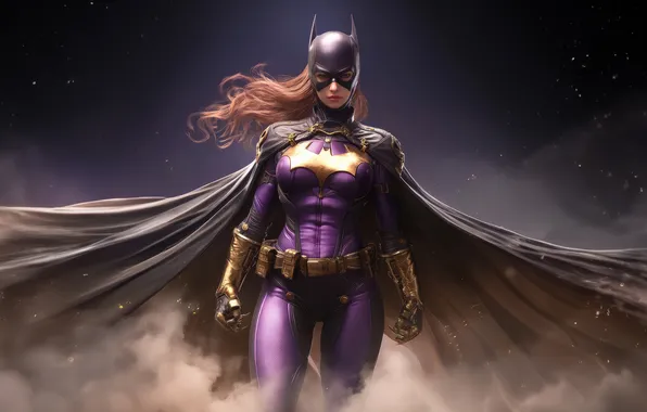 Picture fantasy, superheroes, batgirl, fiery