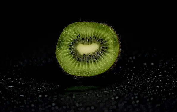 Drops, food, kiwi, fruit, black background