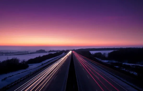 Picture road, night, lights