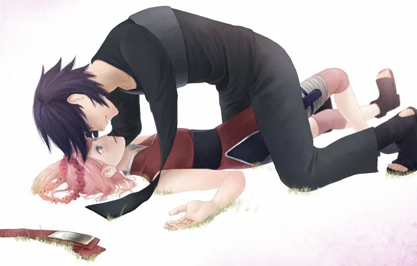 Love, naruto, art, Sakura Haruno, Uchiha Sasuke, by Anna