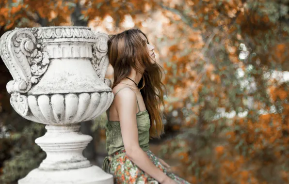 Girl, profile, bokeh