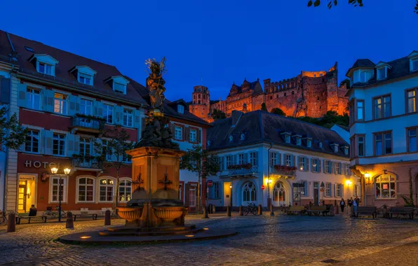 Lights, people, wall, home, the evening, Germany, hill, area
