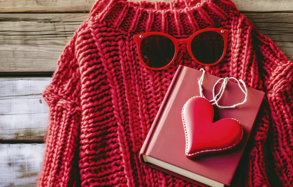 Love, red, holiday, heart, Board, glasses, book, heart