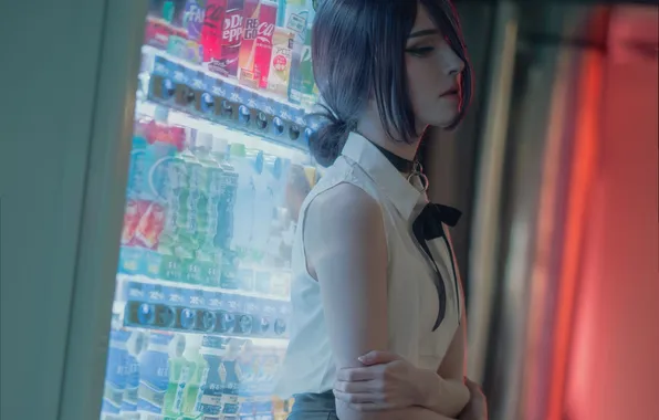 Latex, Beautiful, Asian, Model, Night, Street, Woman, Cute