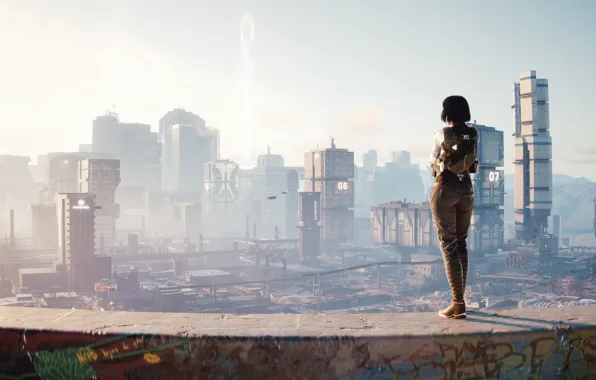 Fog, future, the game, building, technology, future, game, character