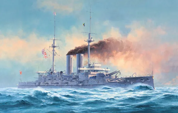 Japan, Mikasa, Japanese battleship, The battle of Tsushima, Squadron battleship, IJN Battleship Mikasa, the flagship …