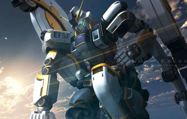 The sky, dawn, robot, morning, Mobile Suit Gundam