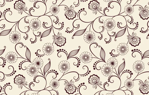 Flowers, background, pattern, vector, texture, leaves