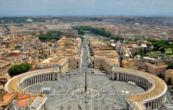 The sky, landscape, river, home, Rome, panorama, street, The Vatican