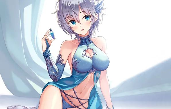 Girl, sexy, lingerie, pantsu, Anastasia, cleavage, blouse, panties