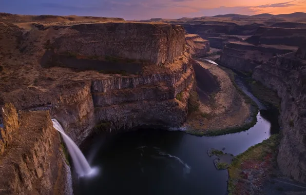 River, waterfall, canyon, America, Idaho