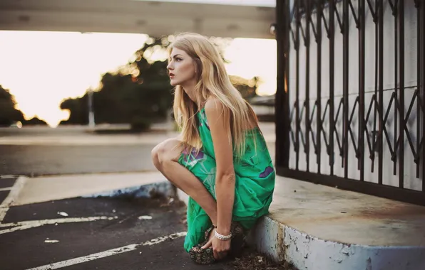 Girl, background, street