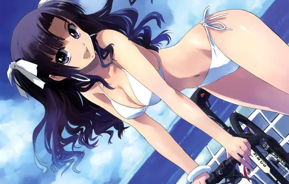 Swimsuit, look, girl, bike