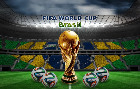Picture football, balls, Brazil, stadium, football, flag, ball, world Cup