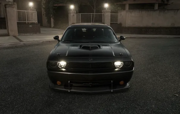 Muscle, Dodge, Challenger, Car, Front, Black, Tuning, R/T