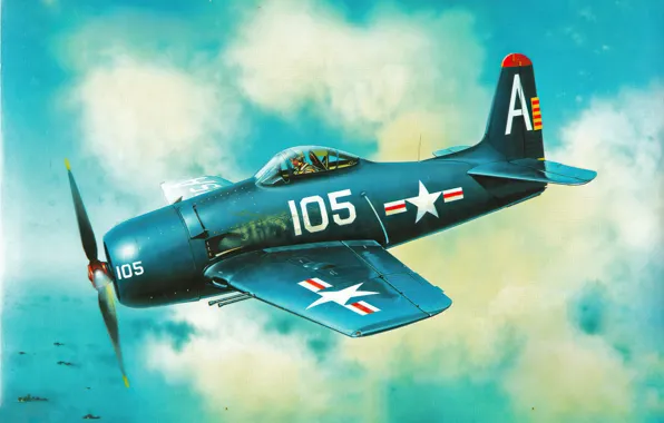 Picture art, airplane, aviation, f8f bearcat