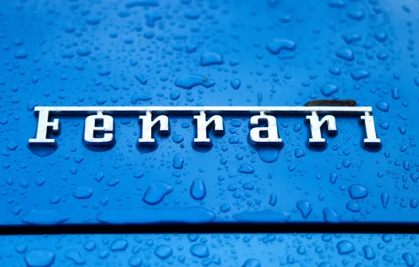 Picture Ferrari, Car, Rachael, Emblem, Symbol, Rain Drops