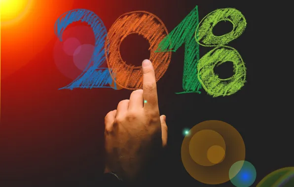 Color, hand, bokeh, 2018