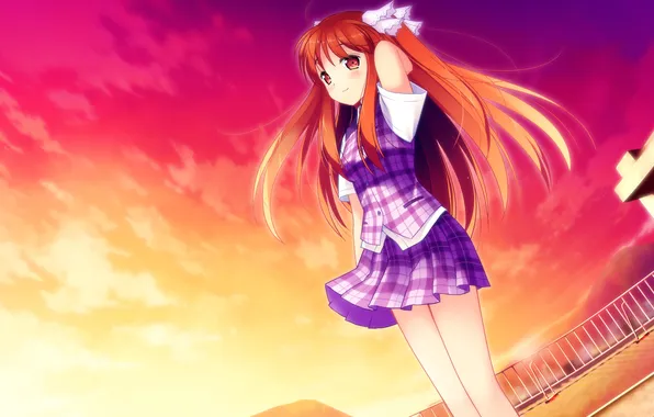 Look, girl, sunset, school uniform