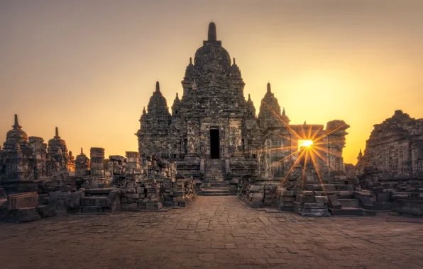 The sun, the city, the building, area, Indonesia, temple, architecture, building