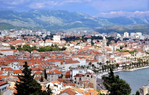 Sea, roof, panorama, Croatia, Split