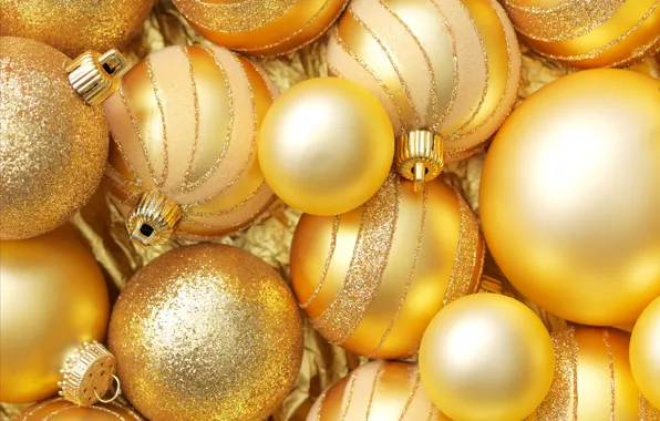 Decoration, balls, New Year, Christmas, gold, Christmas, gold, decoration
