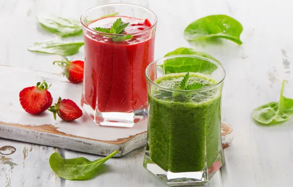 Strawberry, berry, juice, vegetables, fresh, spinach