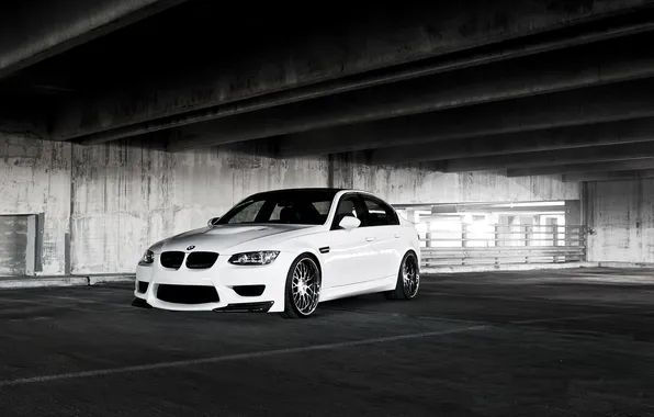 White, BMW, BMW, Parking, white, E90