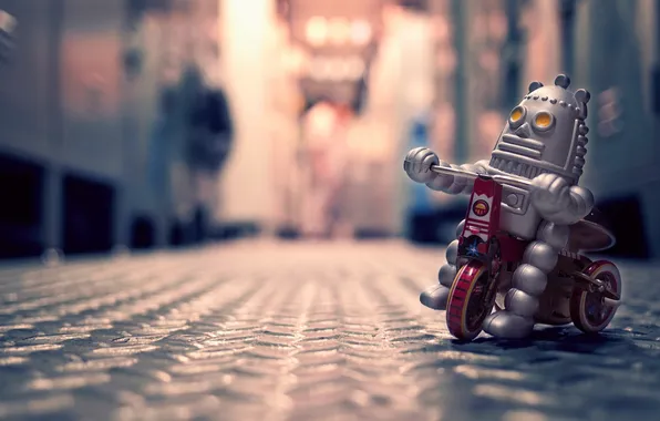 Macro, photo, background, Wallpaper, toy, robot, blur, floor