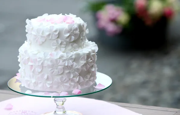 White, cake, decoration, flowers, wedding