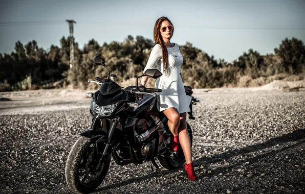 Picture girl, street, motorcycle