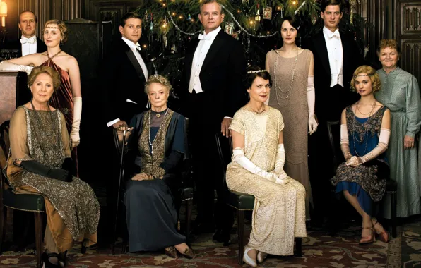 Picture interior, Christmas, actor, the series, drama, characters, Downton Abbey
