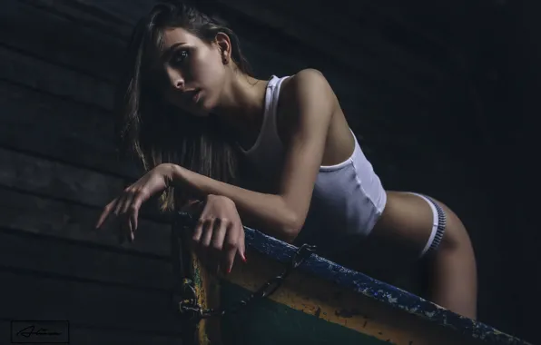 Look, girl, pose, hands, Mike, Galina Kotova
