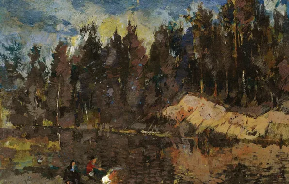 Picture landscape, picture, on the lake, Konstantin Korovin