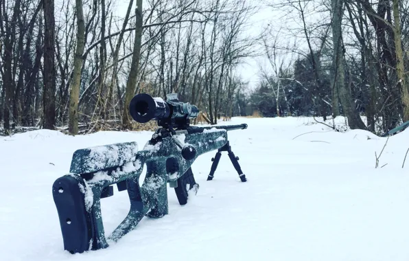 Picture snow, optics, sniper rifle