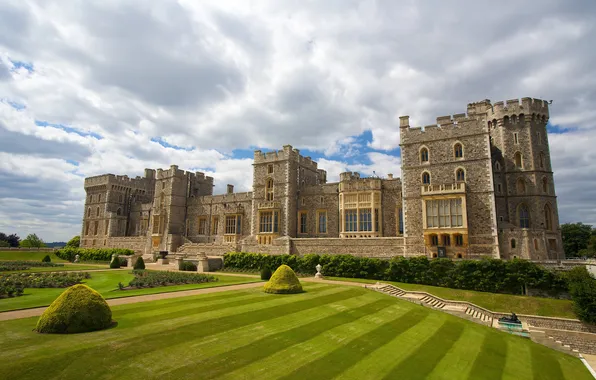 Picture castle, lawn, lawn, Palace, vintage, castle