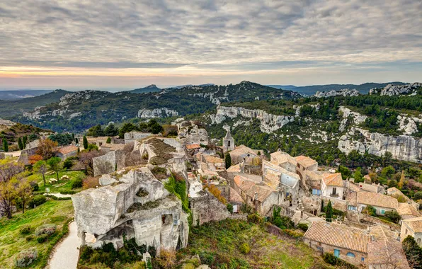 Mountains, village, France