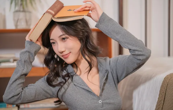Beautiful, Asian, Model, Smile, Bed, Woman, Cute, Pretty