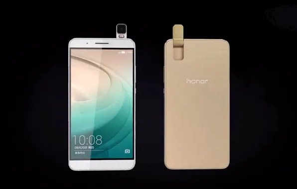 Gold, android, hi-tech, back, smartphone, Huawei, Honor 7i